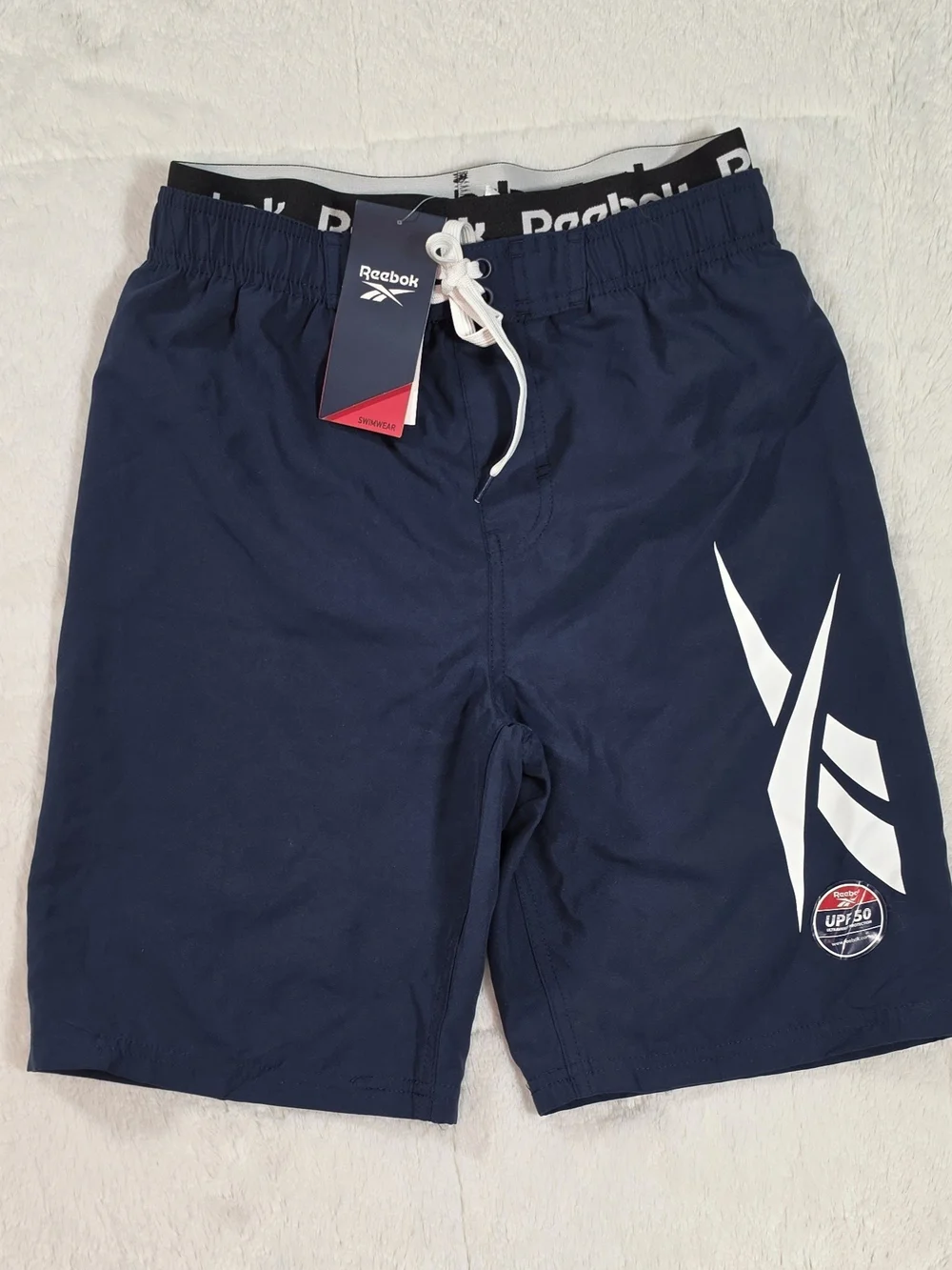 Reebok Navy Blue Swim Trunks with White Logo(SW300-22)